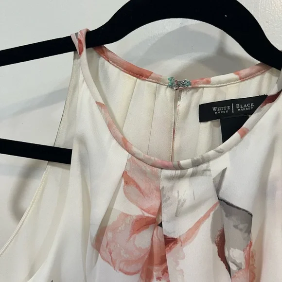 WHBM Pink and white floral flare midi summer dress sleeveless - Picture 10 of 10